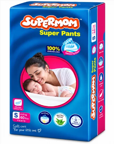 Supper Mom Diaper S Size 60 Pcs 3--8kg | Baby Diaper in Bangladesh