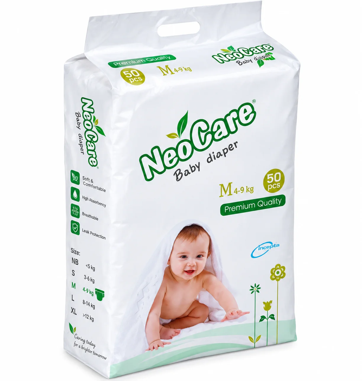 NeoCare Baby Diaper M Size 50 pics 4-9 kg